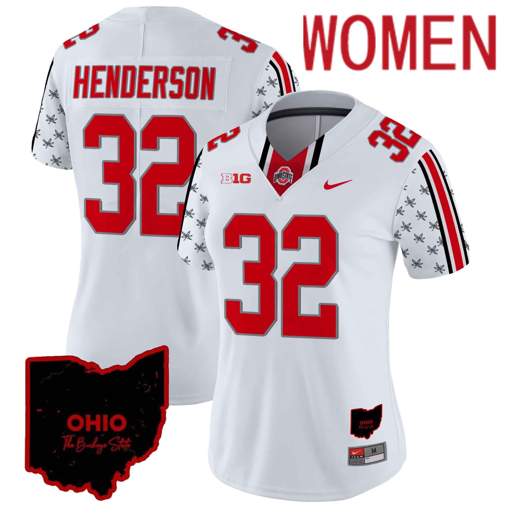 Women Ohio State Buckeyes #32 Henderson White 2024 Nike Home Patch Vapor Limited NCAA Jersey